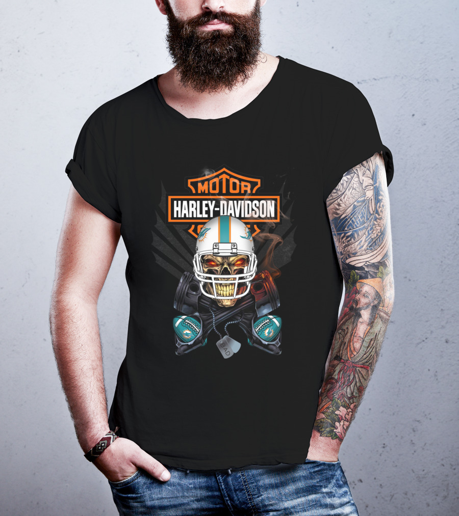 Motor Harley Davidson Miami Dolphins T-Shirt