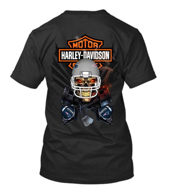 Motor Harley Davidson New England Patriots Skull Helmet T-Shirt