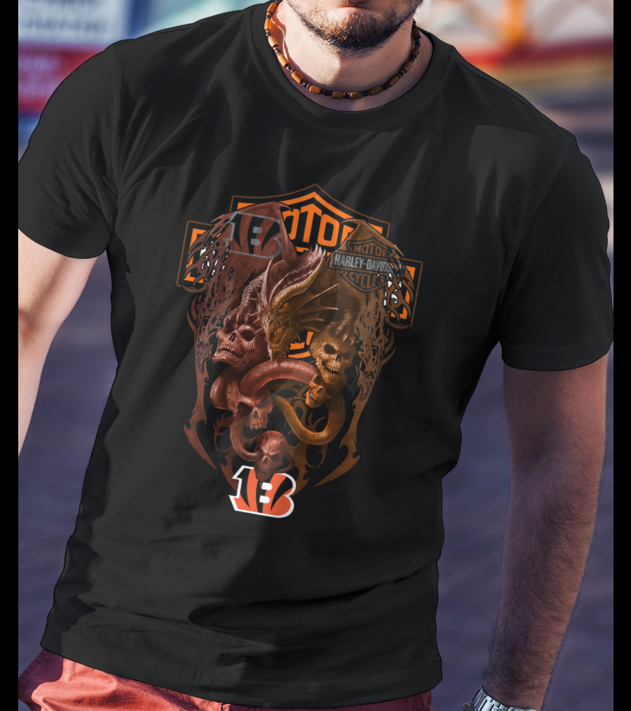 Motor Harley Davidson Cycles 108 Nfl Cb2 Cincinnati Bengals T-Shirt