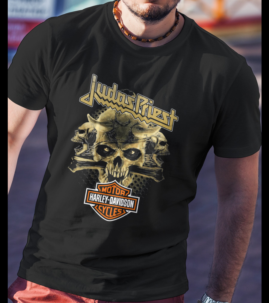 Judas Priest Harley Davidson Motorcycles Skulls T-Shirt