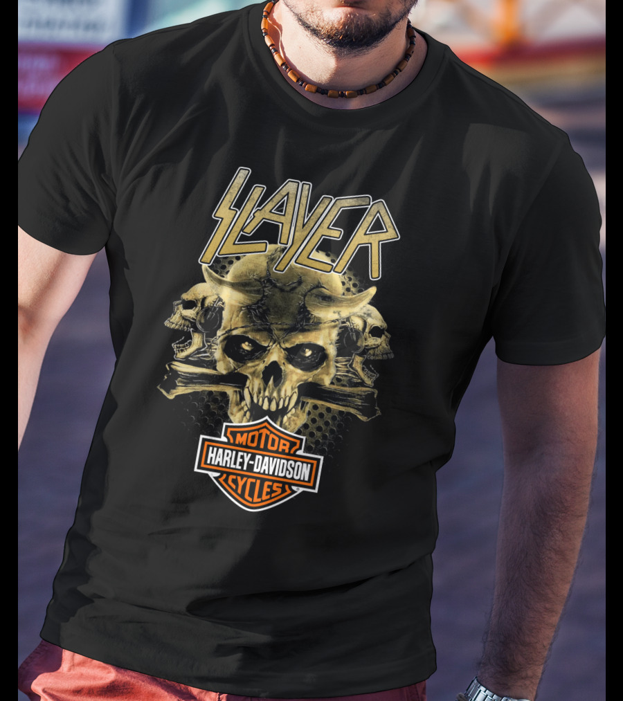 Slayer Harley Davidson Motor Cycles Skull T-Shirt