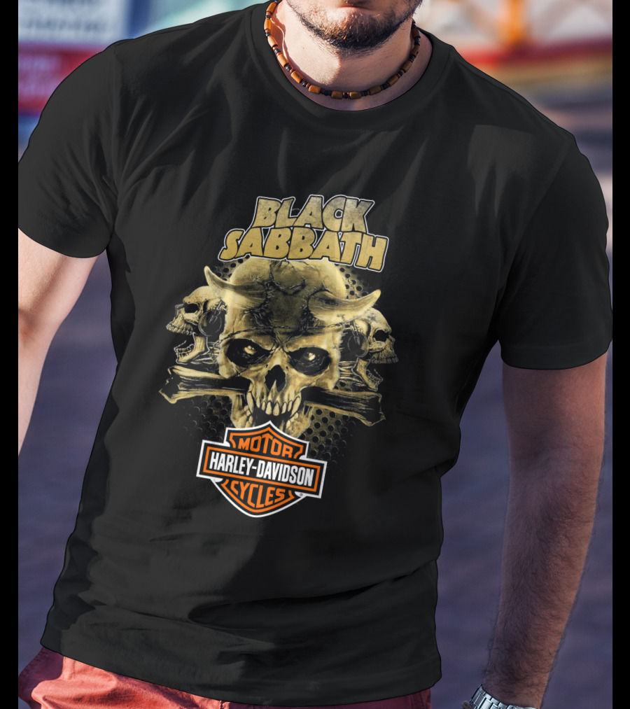 Black Sabbath Harley Davidson Motor Cycles Skull T-Shirt