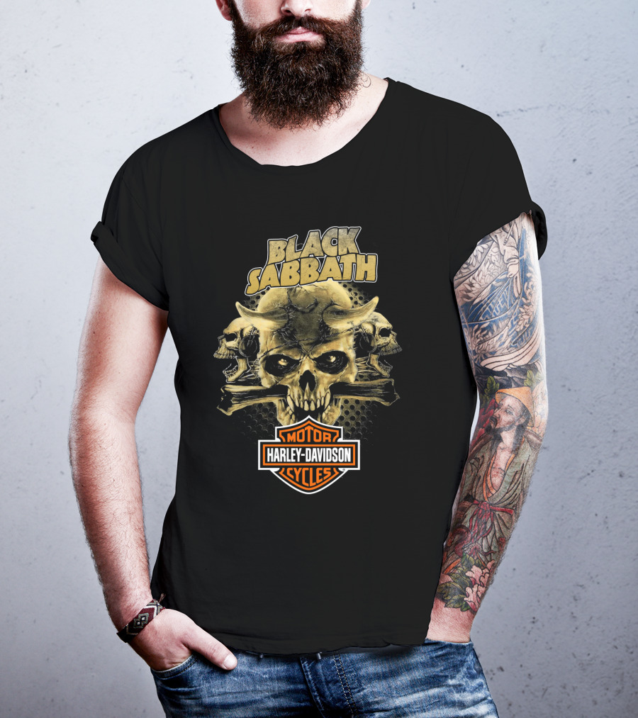 Black Sabbath Harley Davidson Motor Cycles Skull T-Shirt