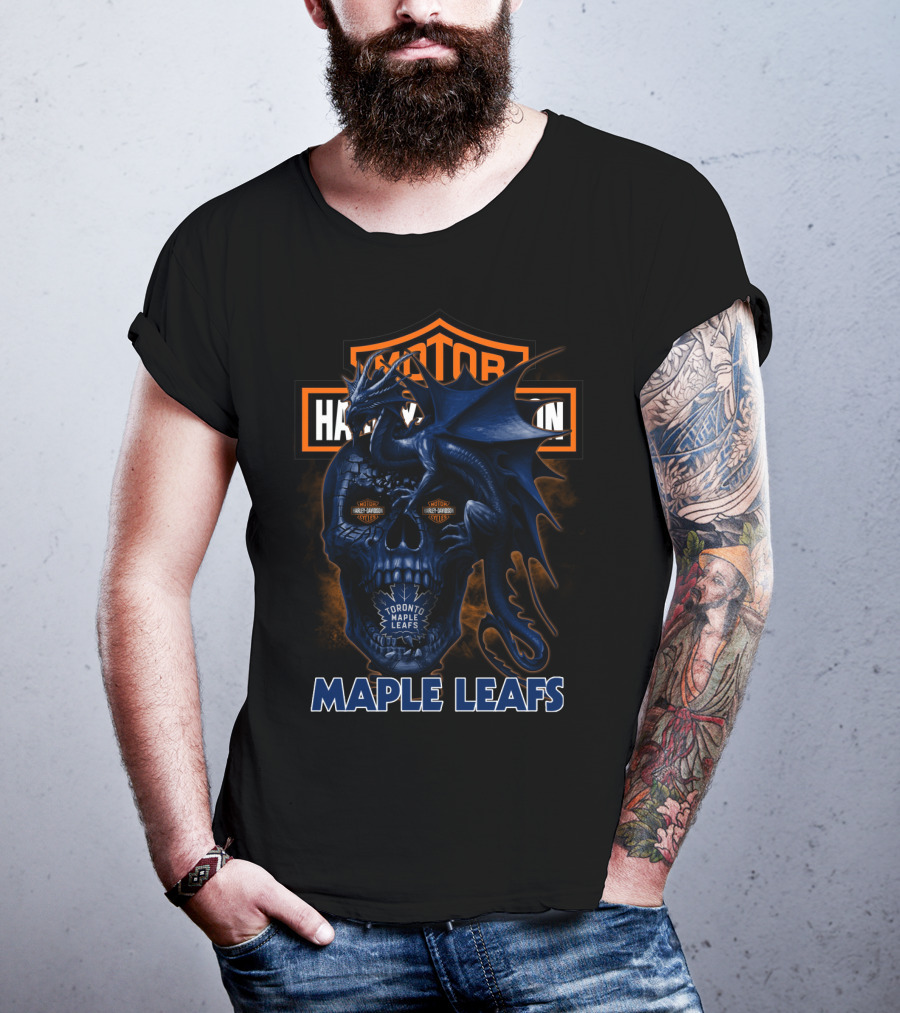 Toronto Maple Leafs Harley Davidson Dragon Skull T-Shirt