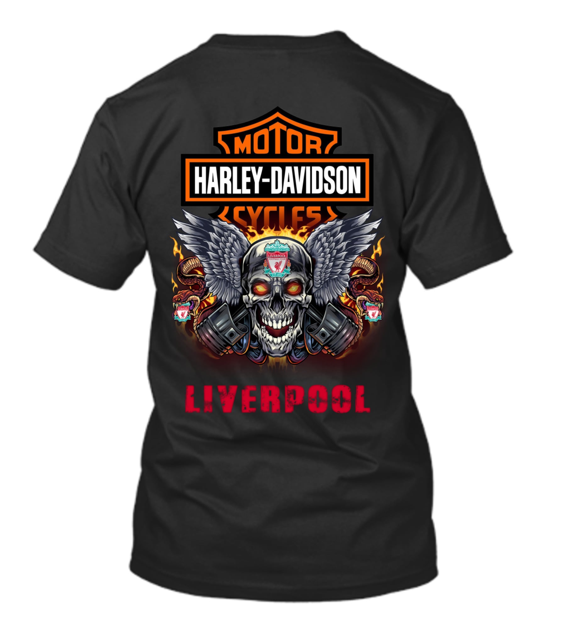 Harley Davidson Cycles Skull Wings Liverpool T-Shirt