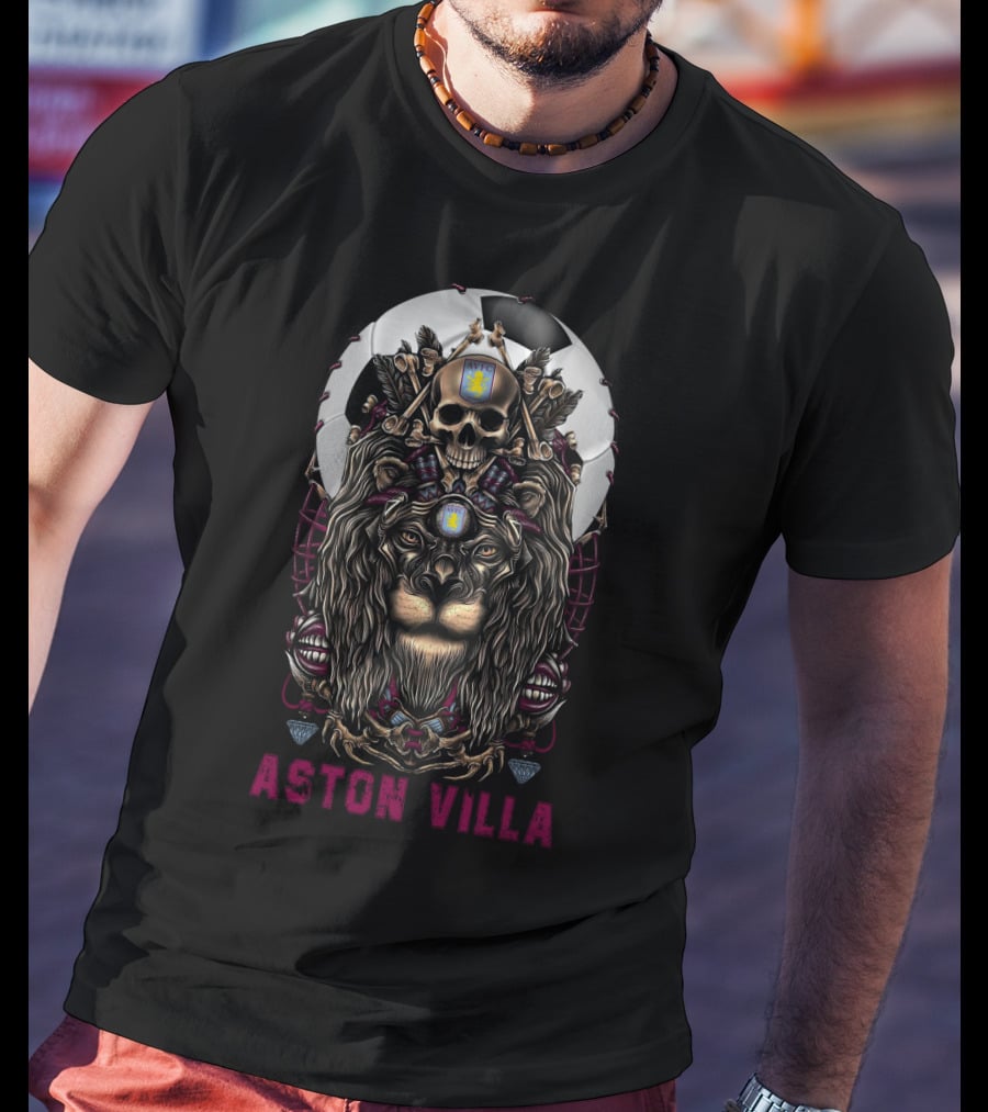 Aston Villa 114 Nha Av Lion And Skull Crest T-Shirt