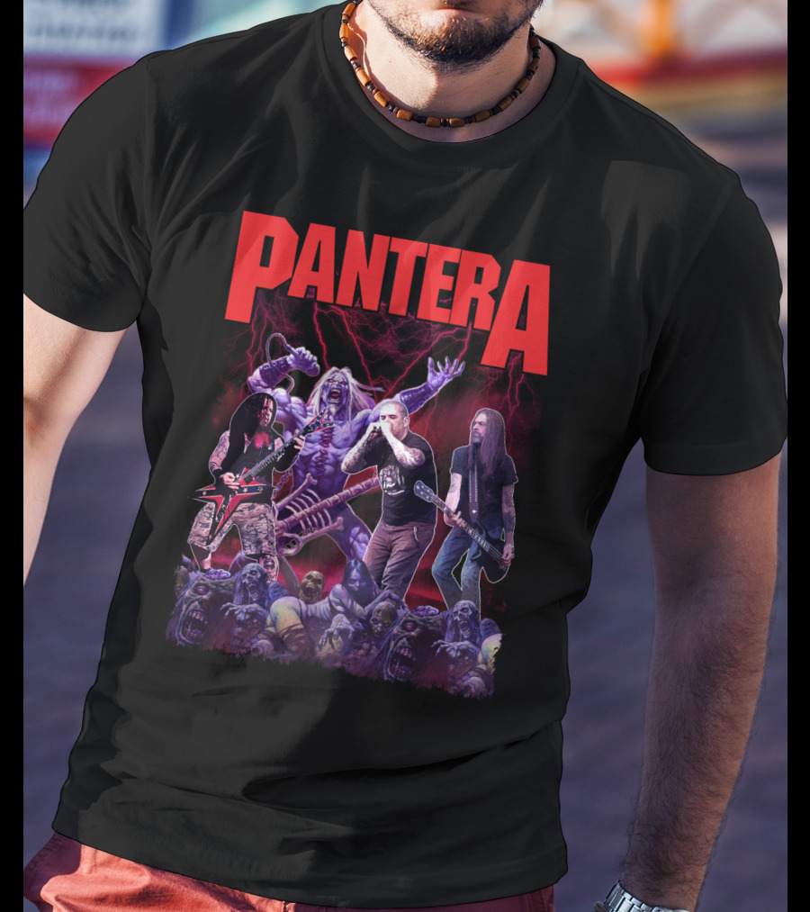Pantera Live Electric Performance With Zombies And Purple Lightning T-Shirt