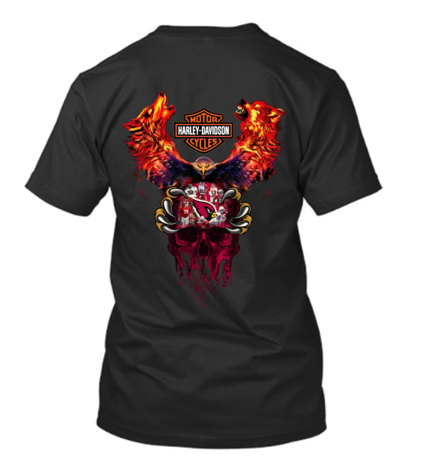 Harley Davidson Arizona Cardinals Wolves Skull Motorcycles Nfl Football T-Shirt