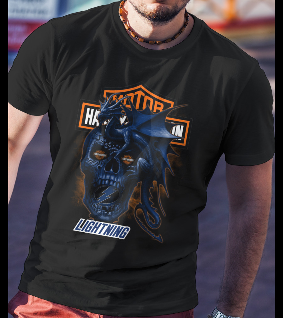 Motor Harley Davidson Lightning Skull Dragon Tampa Bay 111 T-Shirt