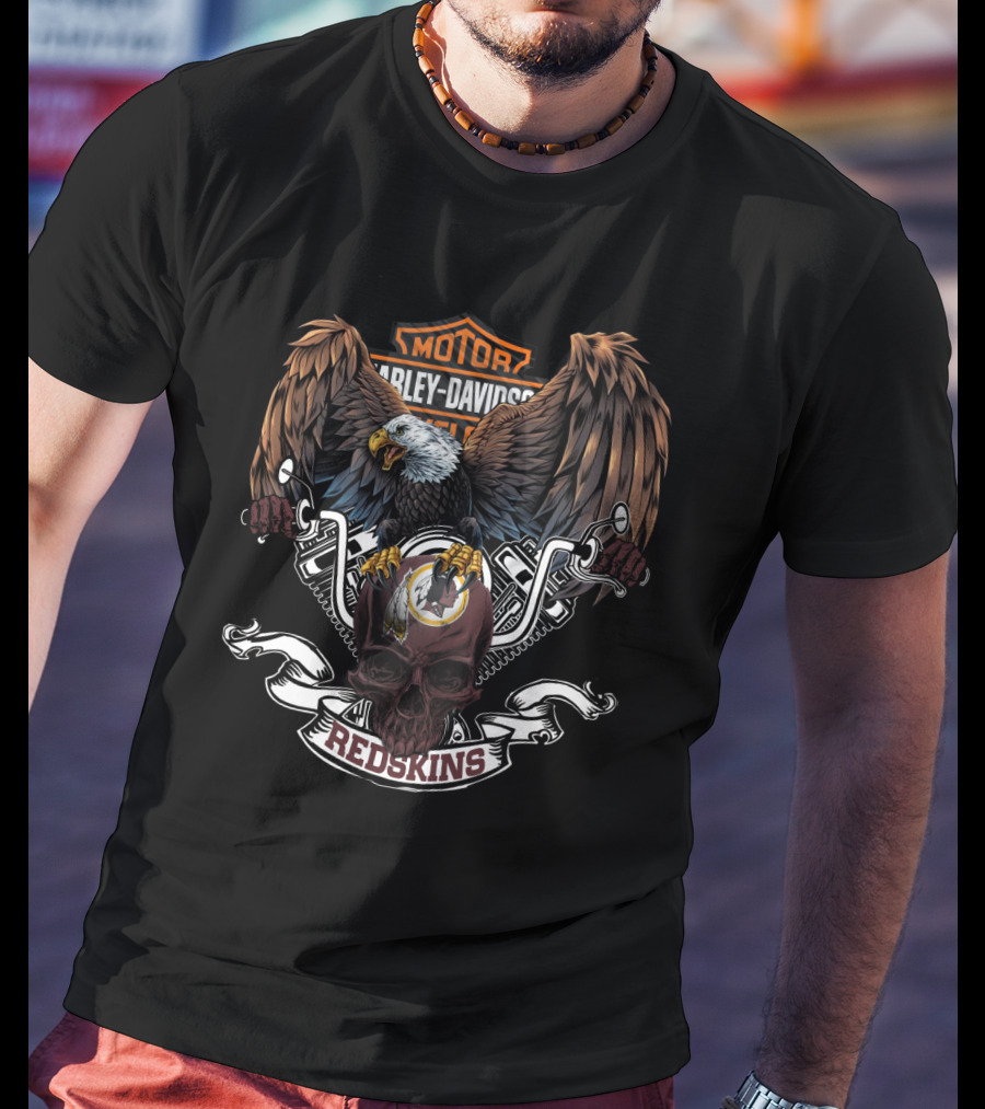 Harley Davidson Motorcycle Eagle Redskins T-Shirt