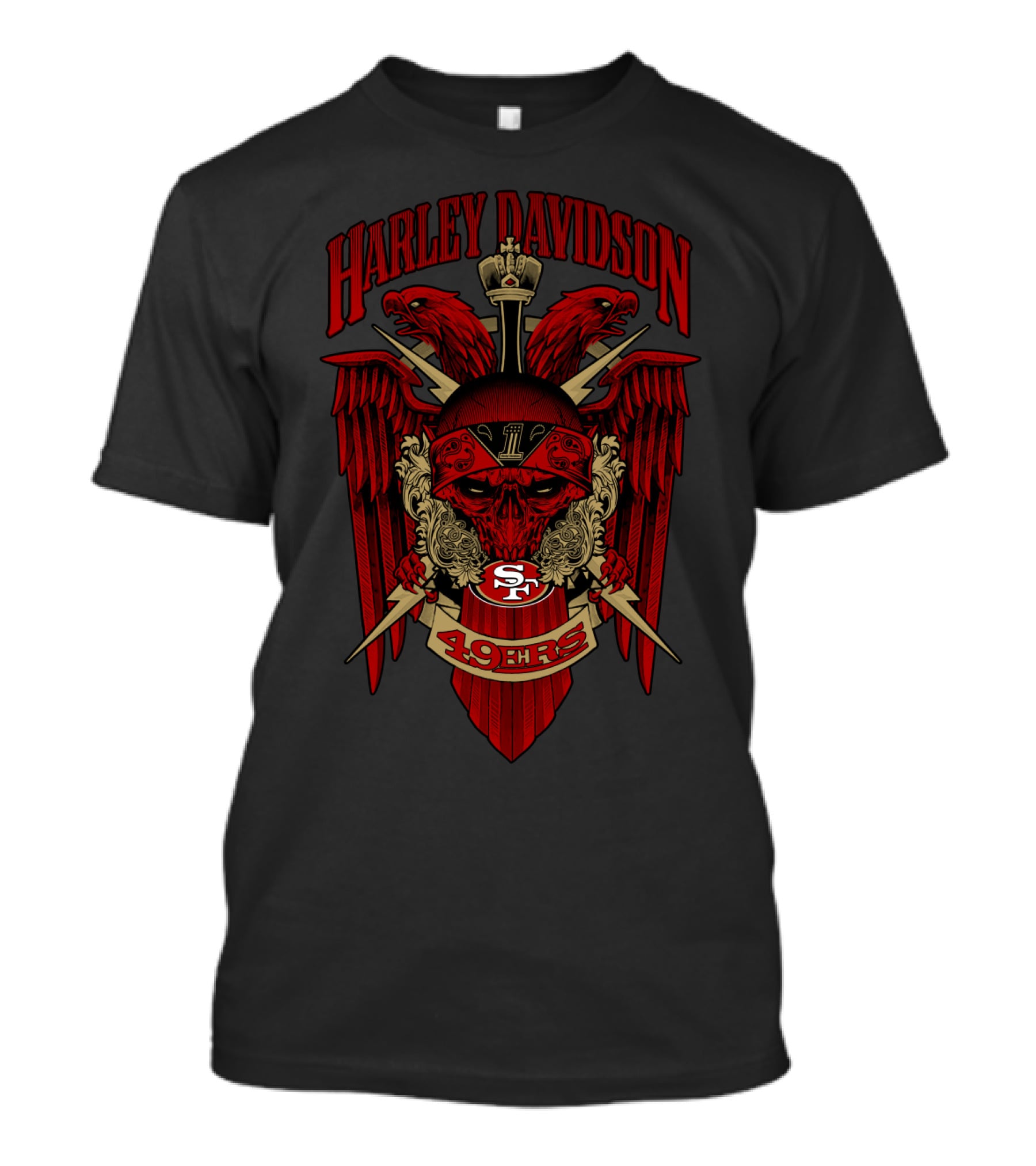 Harley Davidson Nfl 131 San Francisco 49ers Skull T-Shirt
