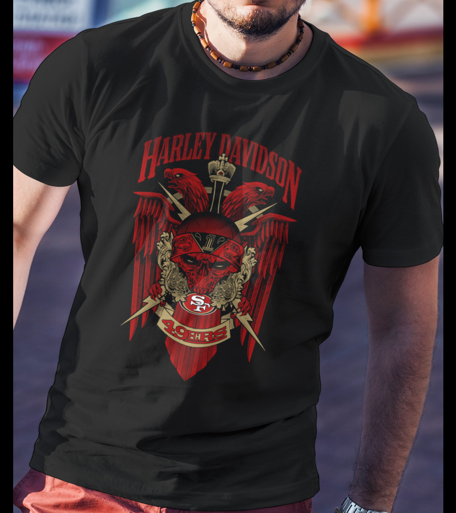 Harley Davidson Nfl 131 San Francisco 49ers Skull T-Shirt