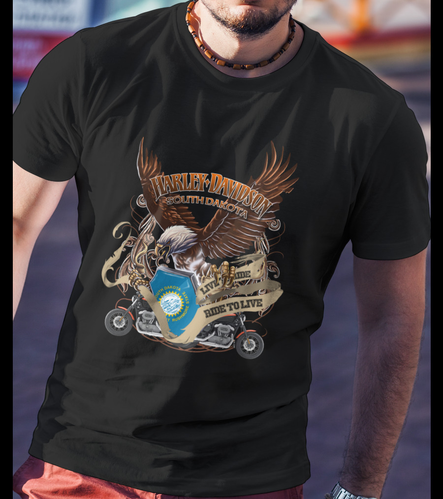Harley Davidson South Dakota Live To Ride Ride To Live Eagle T-Shirt
