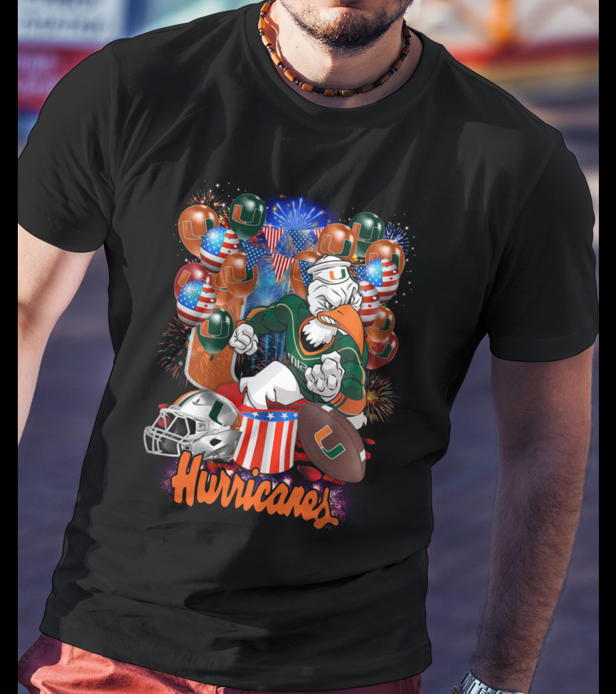 Miami Hurricanes Football Fireworks And Patriotic Celebration T-Shirt