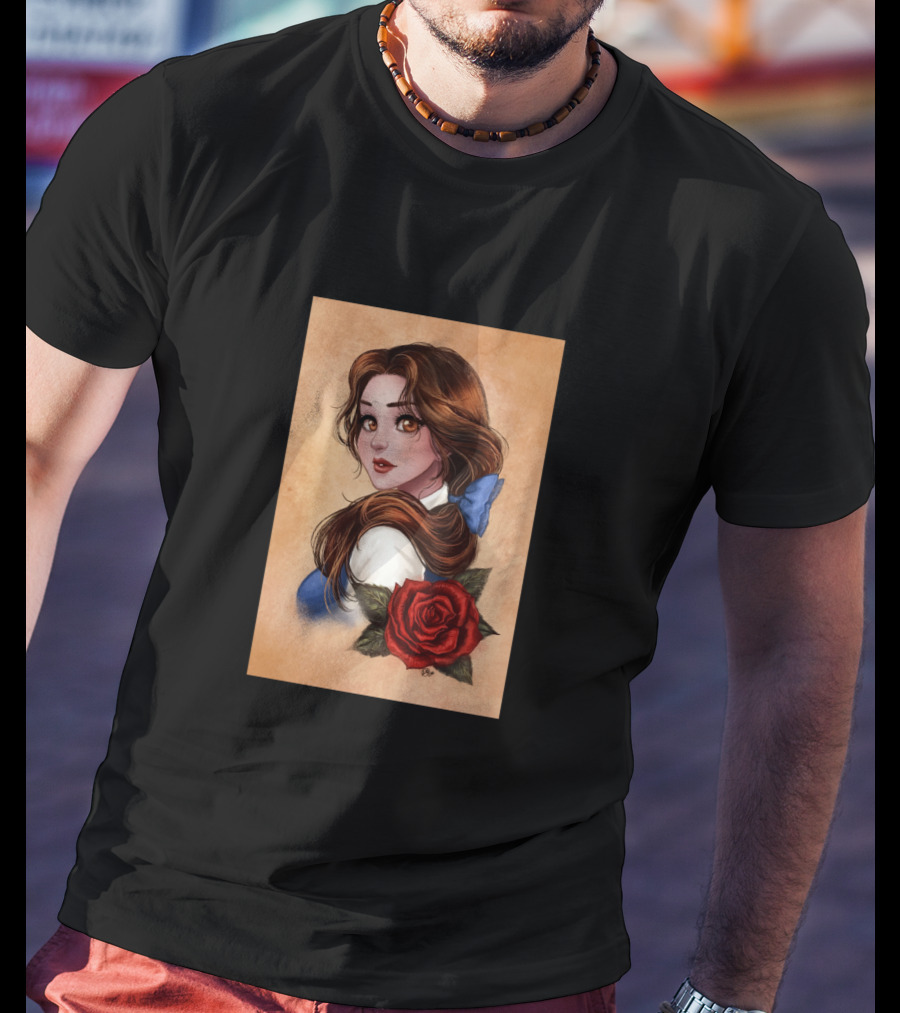 Great Picture Girl Rose With Blue Bow Brown Hair T-Shirt