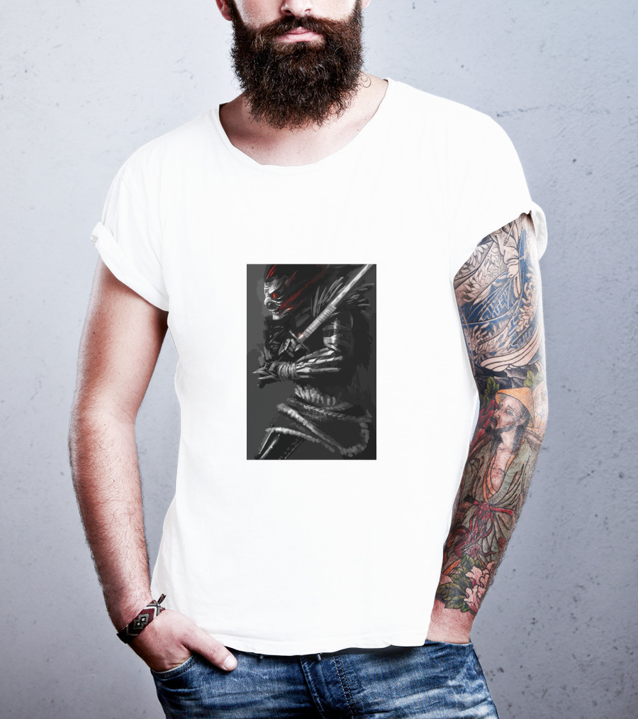 Dark Sword-Wielding Assassin Warrior T-Shirt