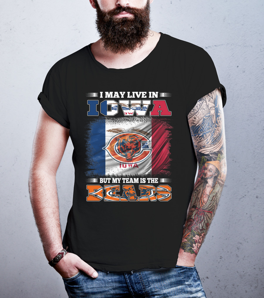 Iowa Flag Background Bears Team Pride T-Shirt