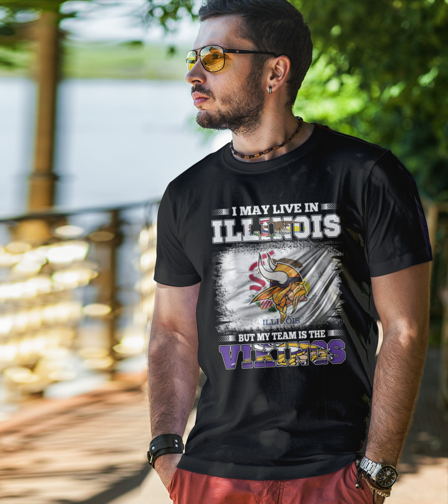 Illinois Loyalty With Vikings Team Pride Flag T-Shirt