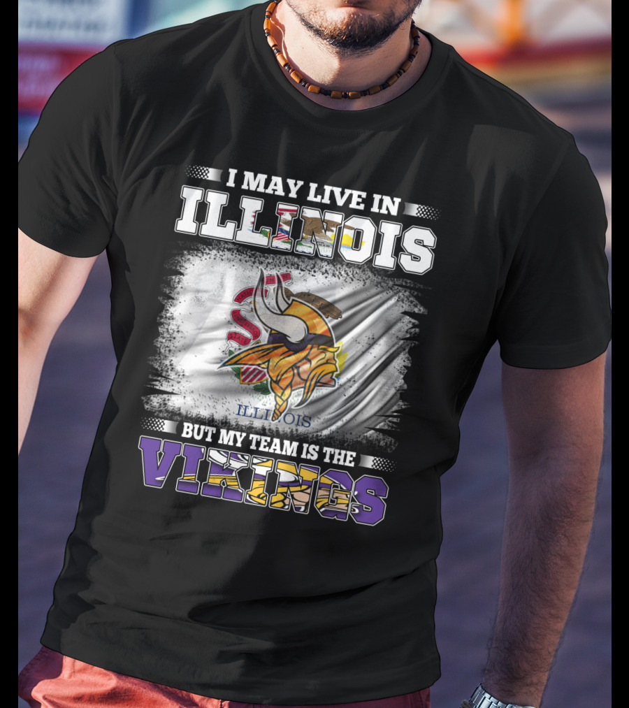 Illinois Loyalty With Vikings Team Pride Flag T-Shirt