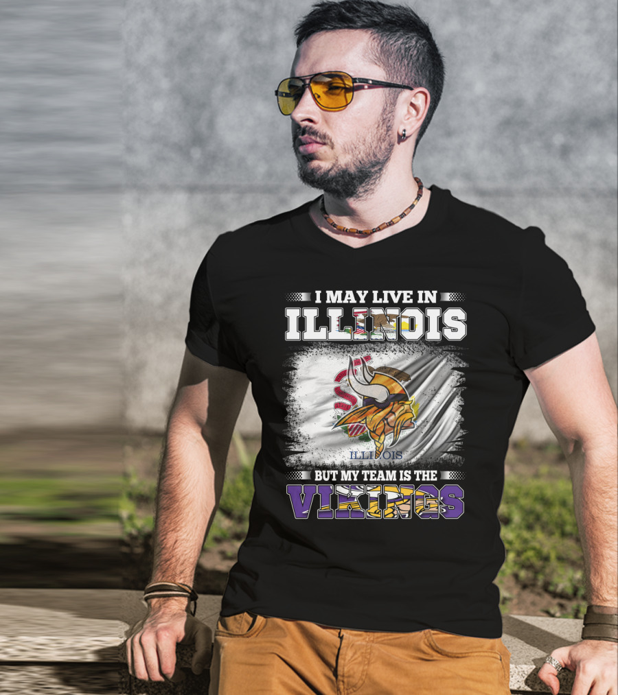 Illinois Loyalty With Vikings Team Pride Flag T-Shirt
