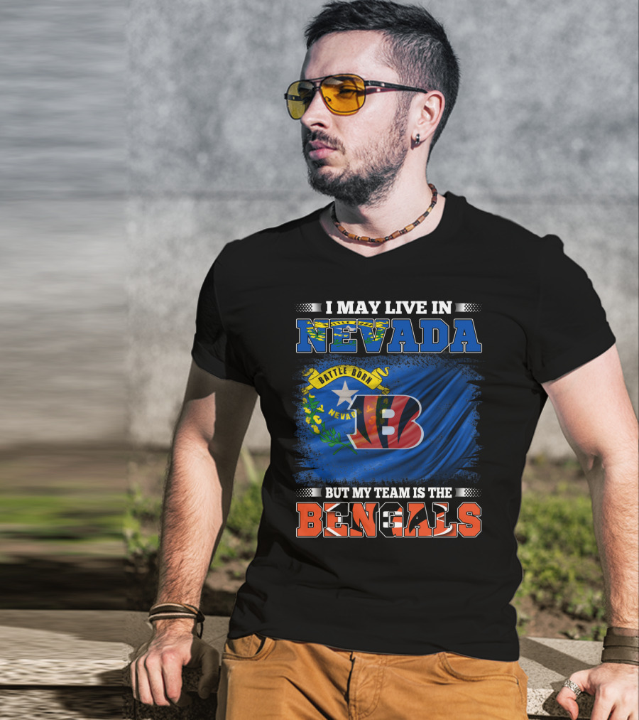 Nevada Pride With Bengals Team Allegiance And Flag T-Shirt