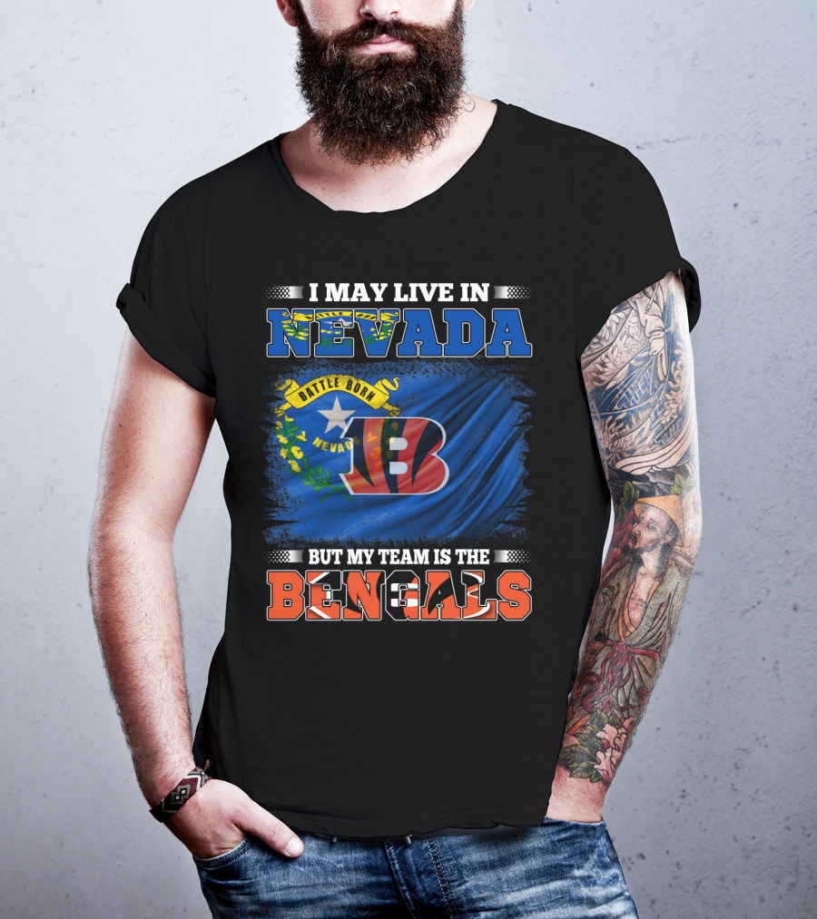 Nevada Pride With Bengals Team Allegiance And Flag T-Shirt