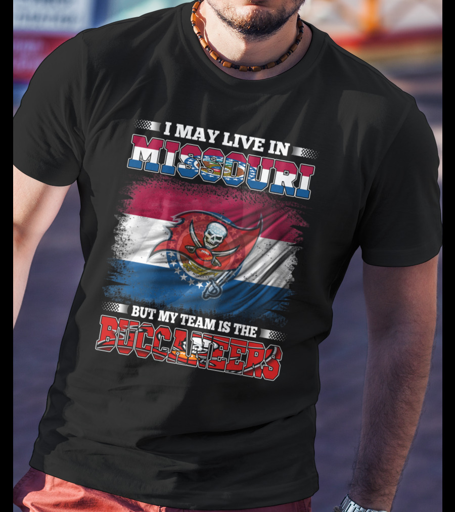 Missouri Fan With Buccaneers Pride And Team Spirit Flag T-Shirt