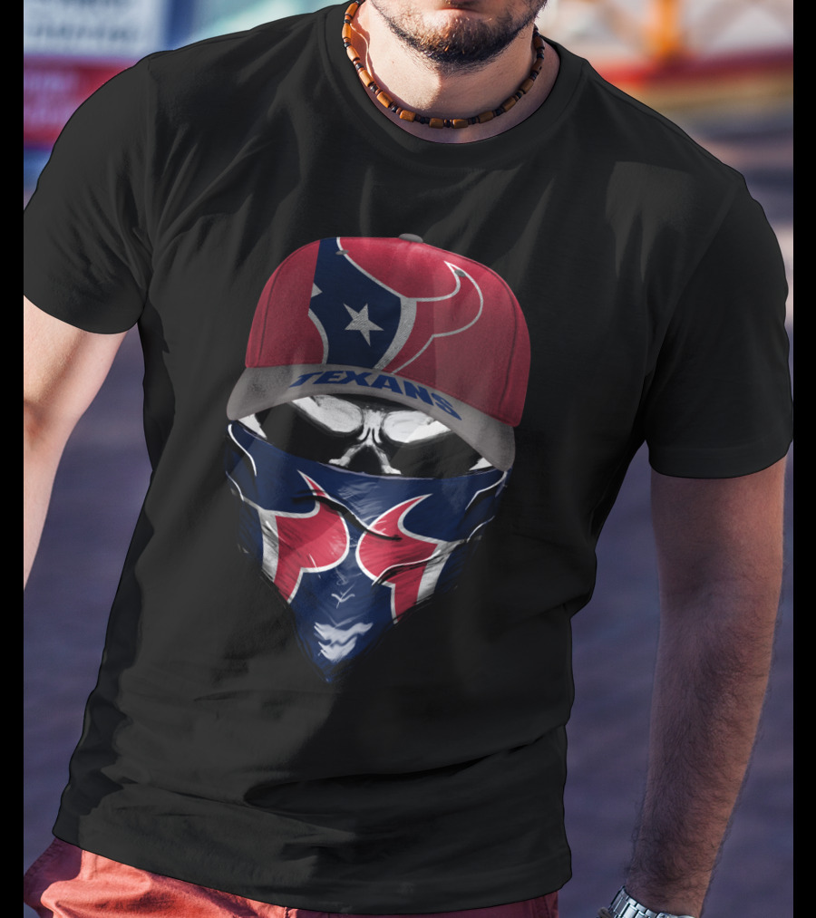 Houston Texans Mask Hat Logo Fan Gear T-Shirt