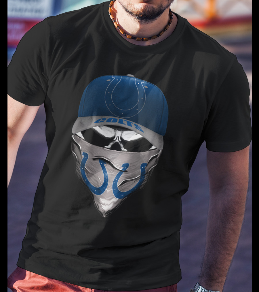 Indianapolis Colts Football Horseshoe Mask Hat T-Shirt