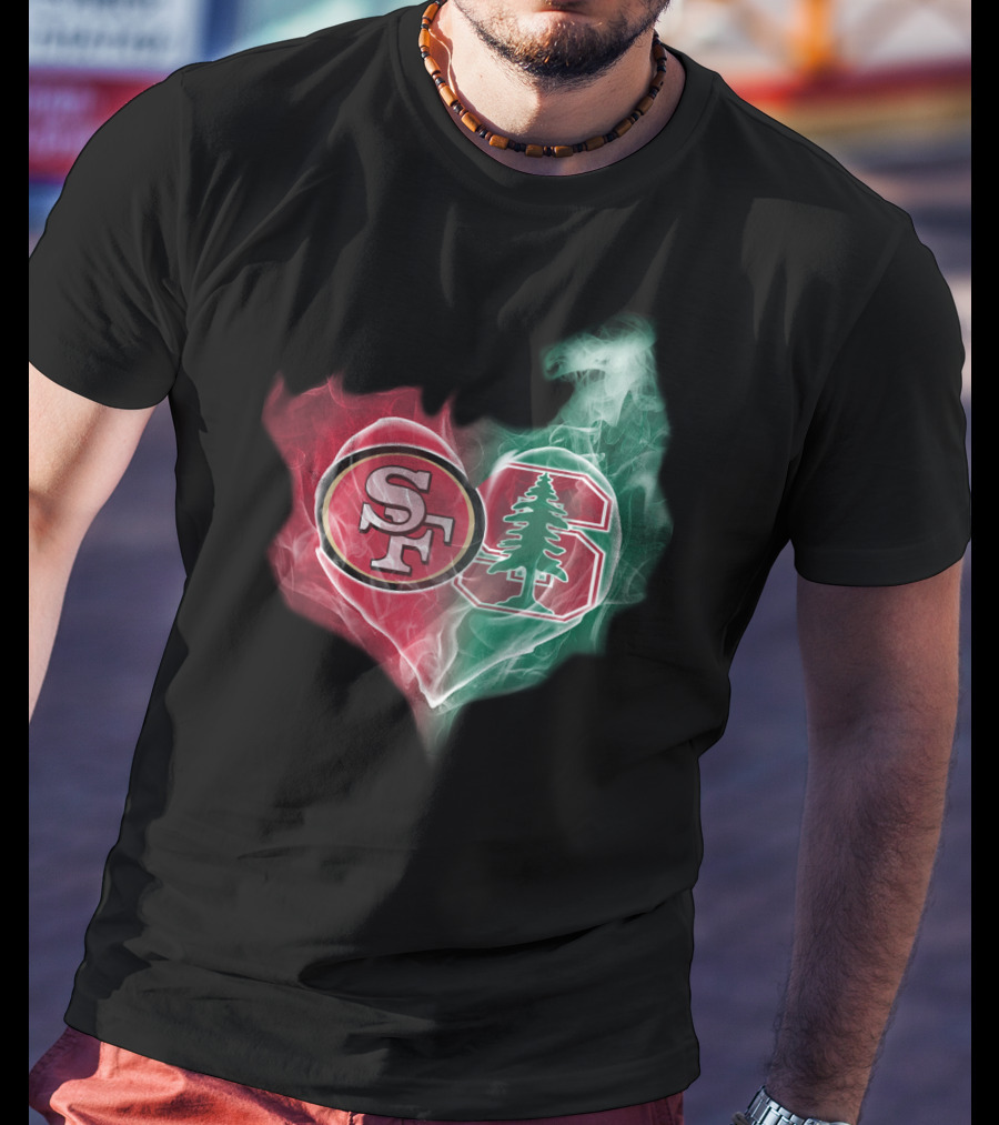 49ers SF Stanford Cardinal Logo Heart T-Shirt