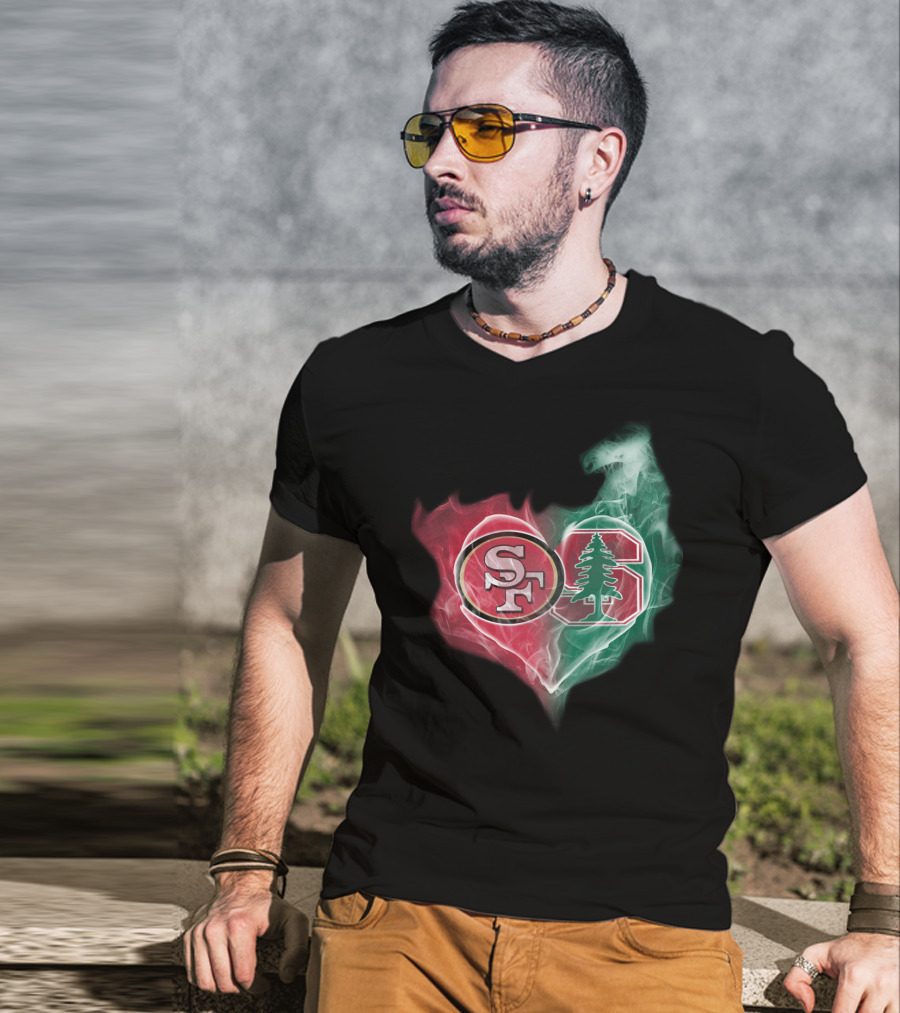 49ers SF Stanford Cardinal Logo Heart T-Shirt
