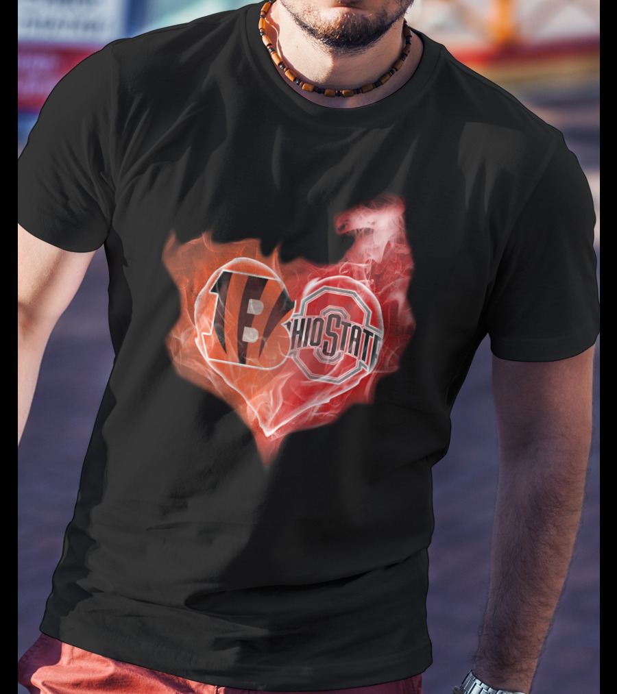 Bengals Ohio State Heart Fusion T-Shirt
