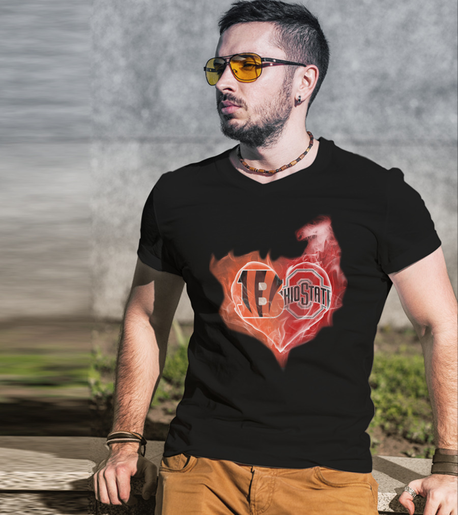 Bengals Ohio State Heart Fusion T-Shirt