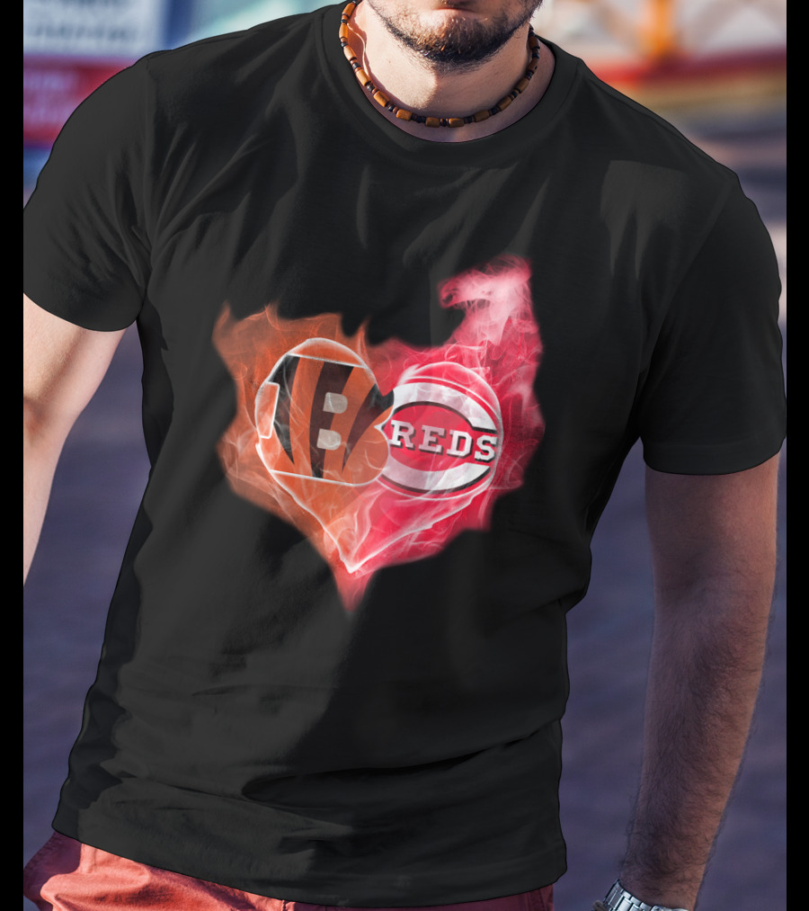 Bengals Reds Cincinnati Heart T-Shirt