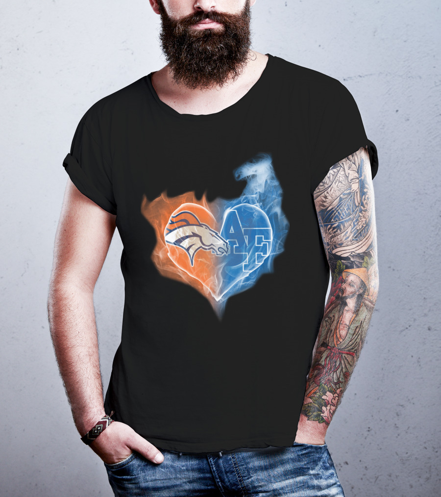 Broncos Air Force Falcons Heart T-Shirt