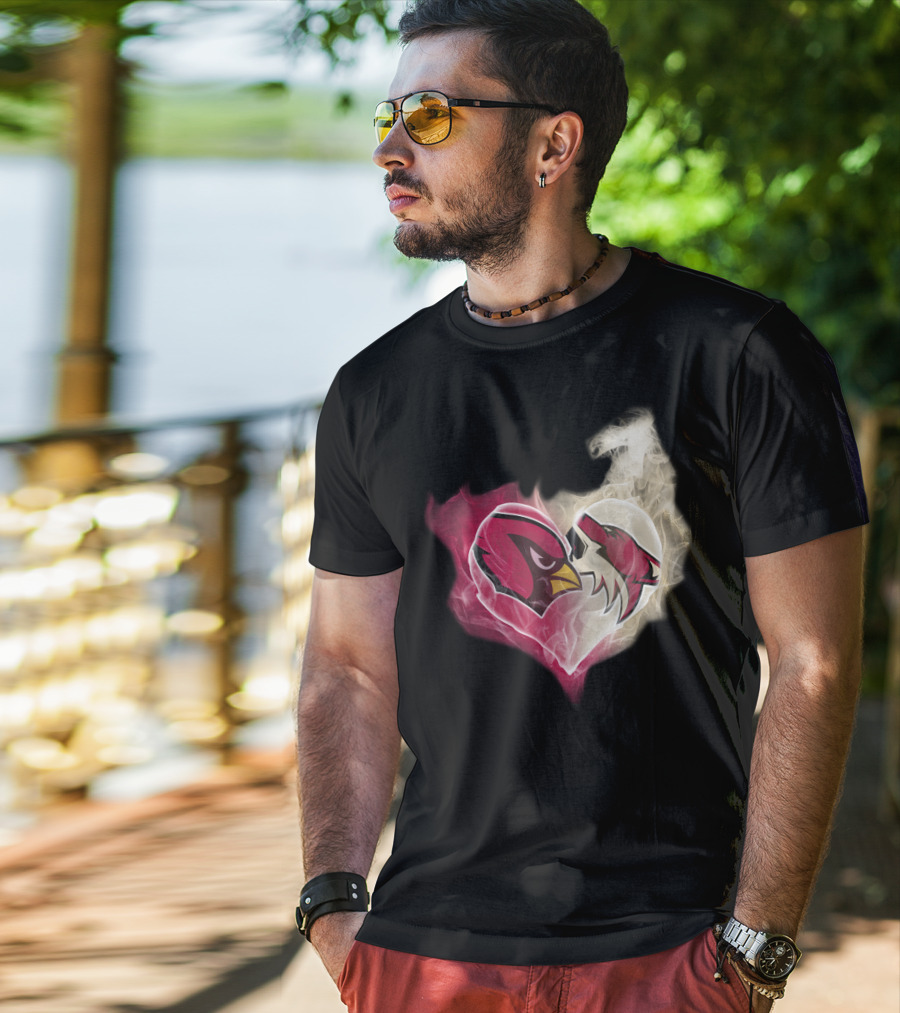 Cardinal Arizona Coyotes Heart Emblem T-Shirt