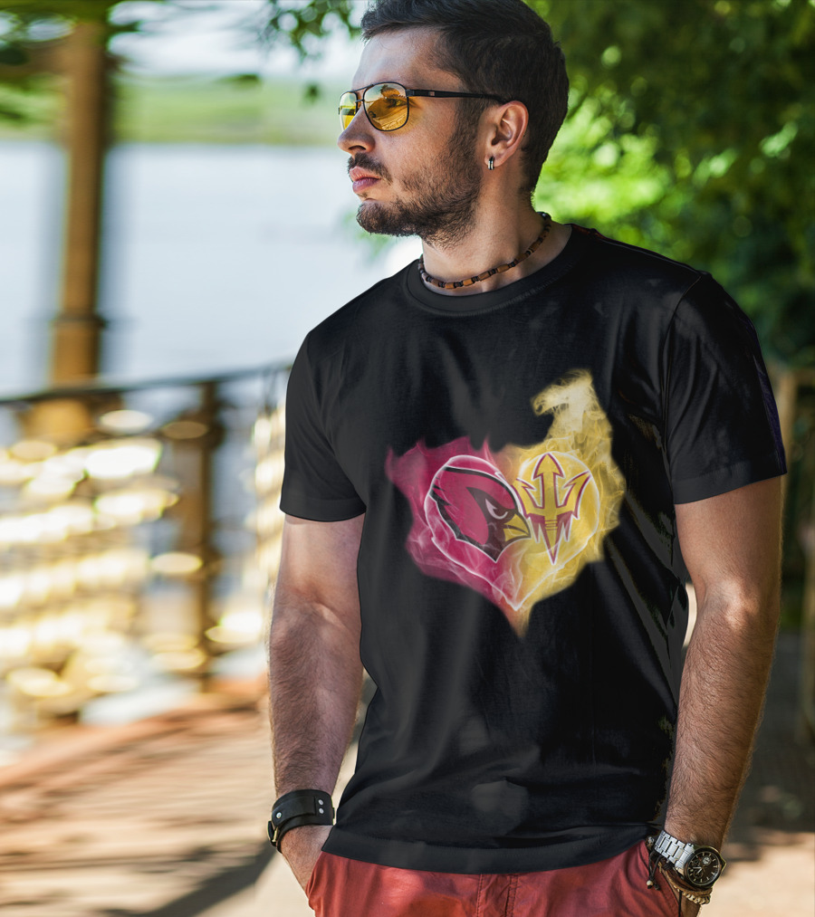 Cardinals Arizona State Sun Devils Heart T-Shirt