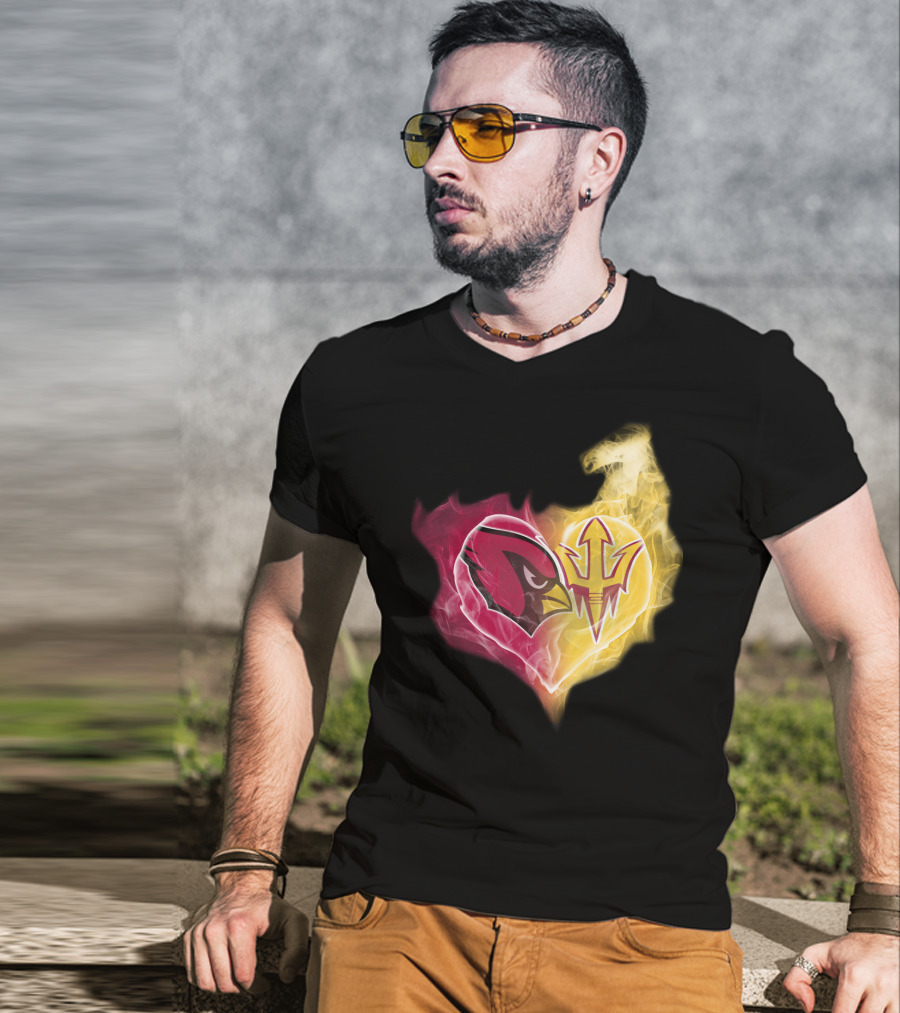 Cardinals Arizona State Sun Devils Heart T-Shirt