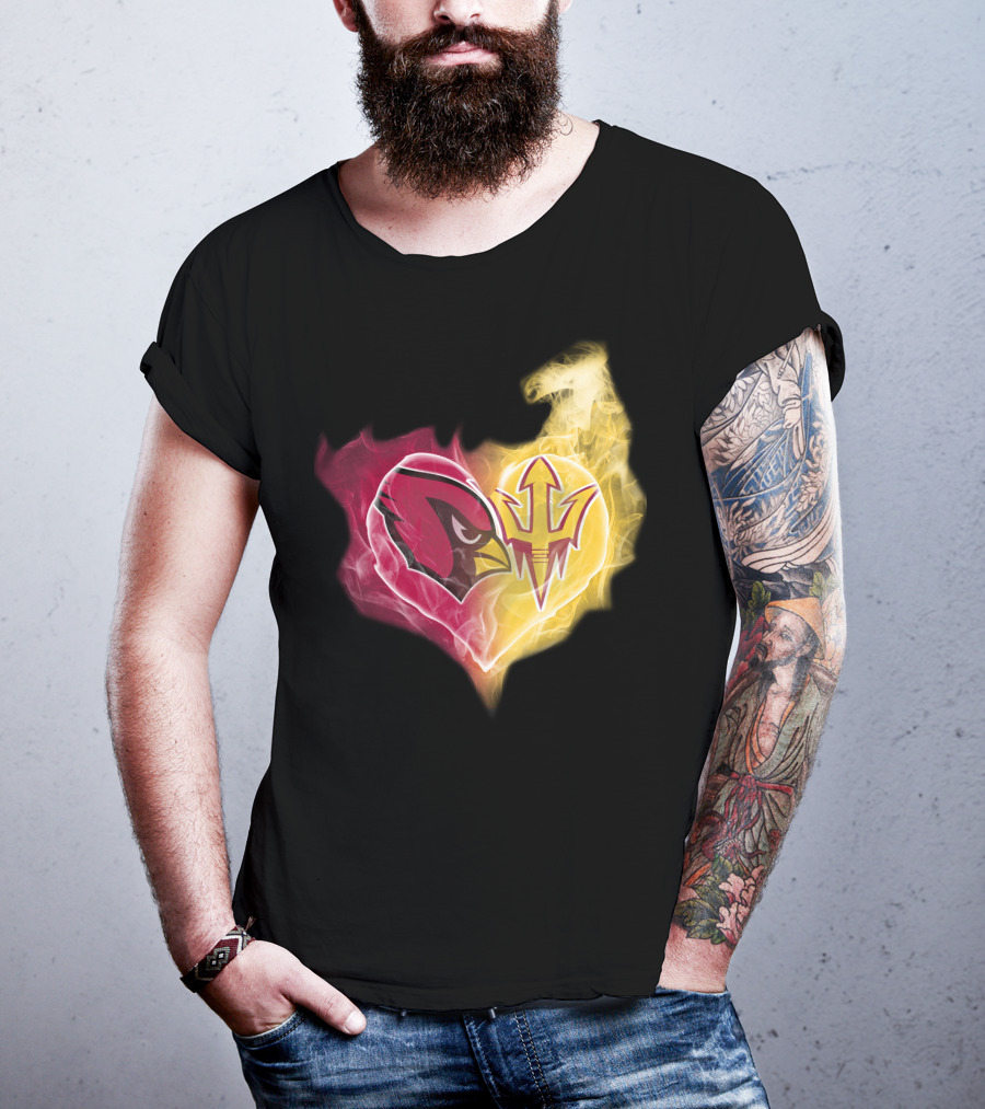 Cardinals Arizona State Sun Devils Heart T-Shirt
