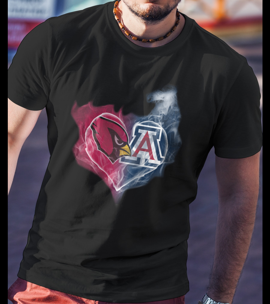 Cardinals Arizona Wildcats Heart Logo Smoke T-Shirt