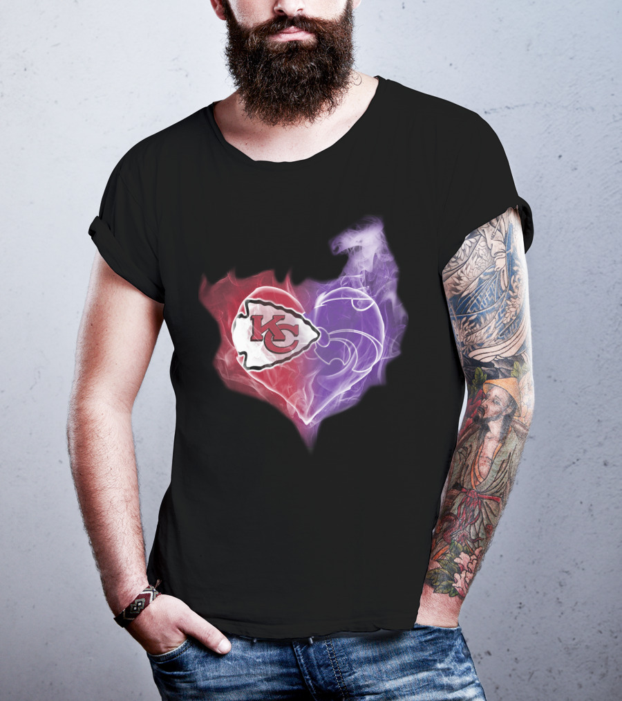 Kansas City Chiefs Kansas State Wildcats Heart T-Shirt