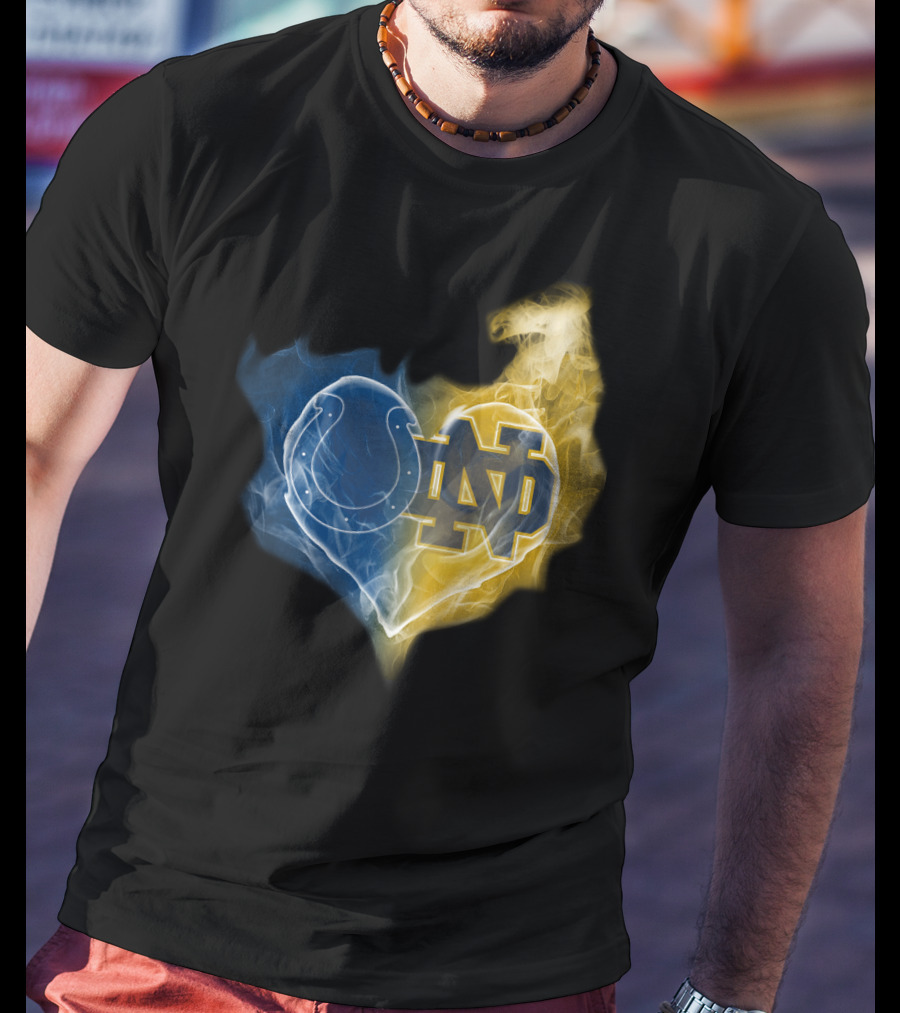 Colts Notre Dame Fighting Irish Flame Heart T-Shirt