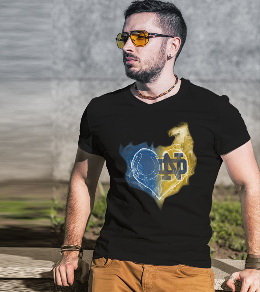 Colts Notre Dame Fighting Irish Flame Heart T-Shirt