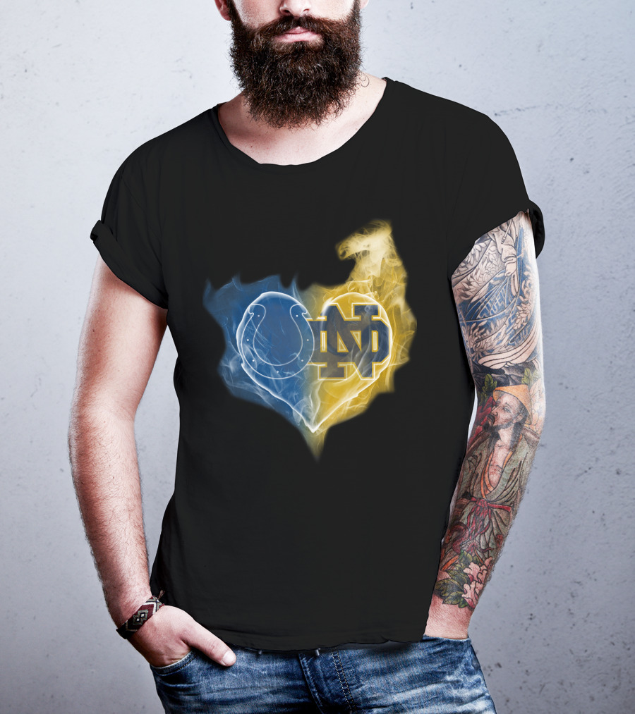 Colts Notre Dame Fighting Irish Flame Heart T-Shirt