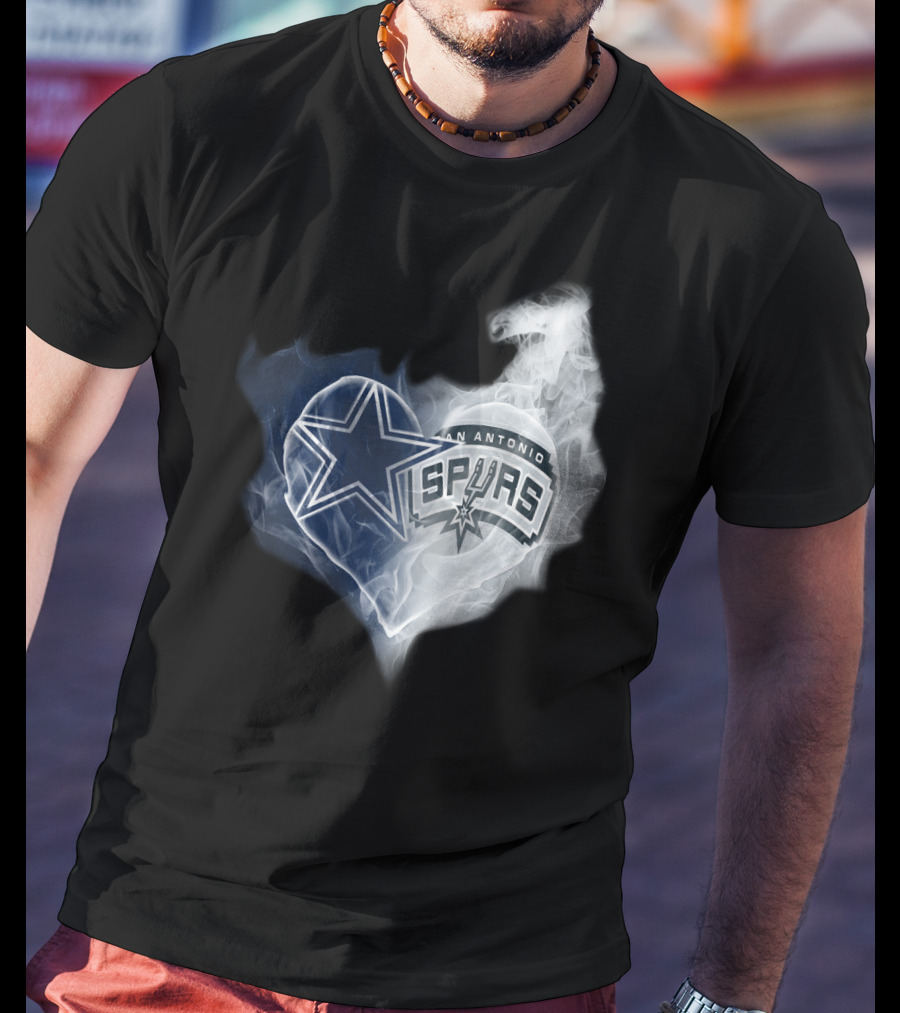 Cowboys San Antonio Spurs Heart Smoke T-Shirt
