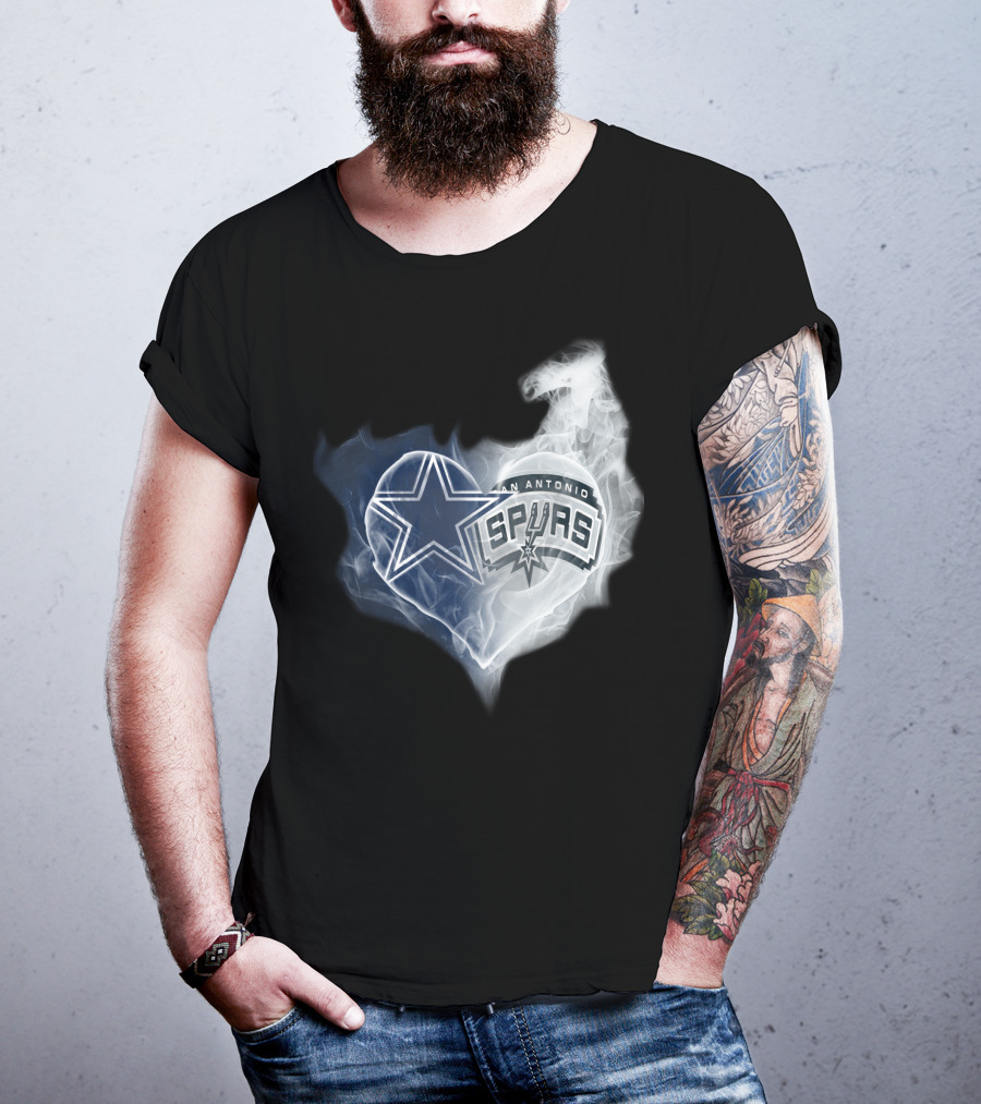 Cowboys San Antonio Spurs Heart Smoke T-Shirt