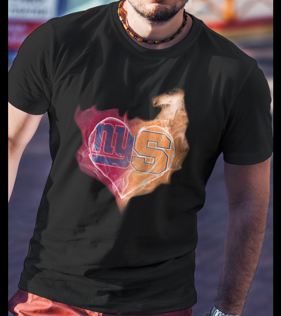 New York Giants Syracuse Orange Ny Heart Flame T-Shirt