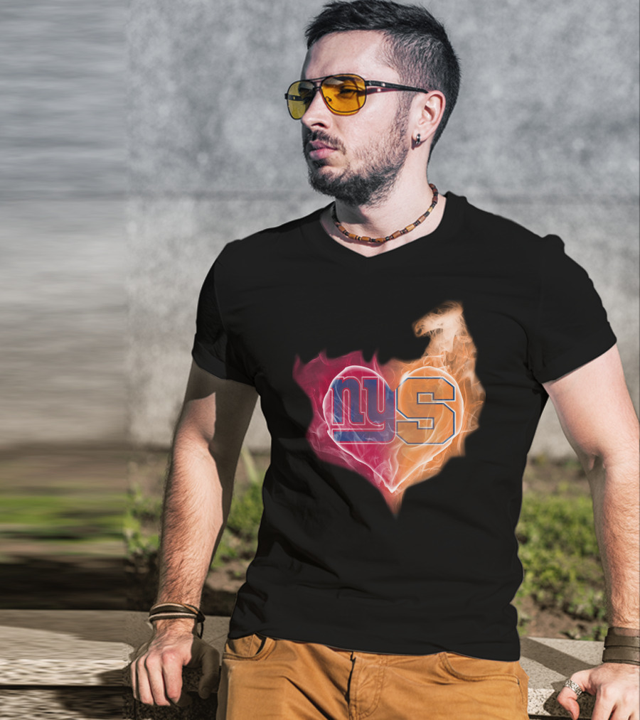 New York Giants Syracuse Orange Ny Heart Flame T-Shirt