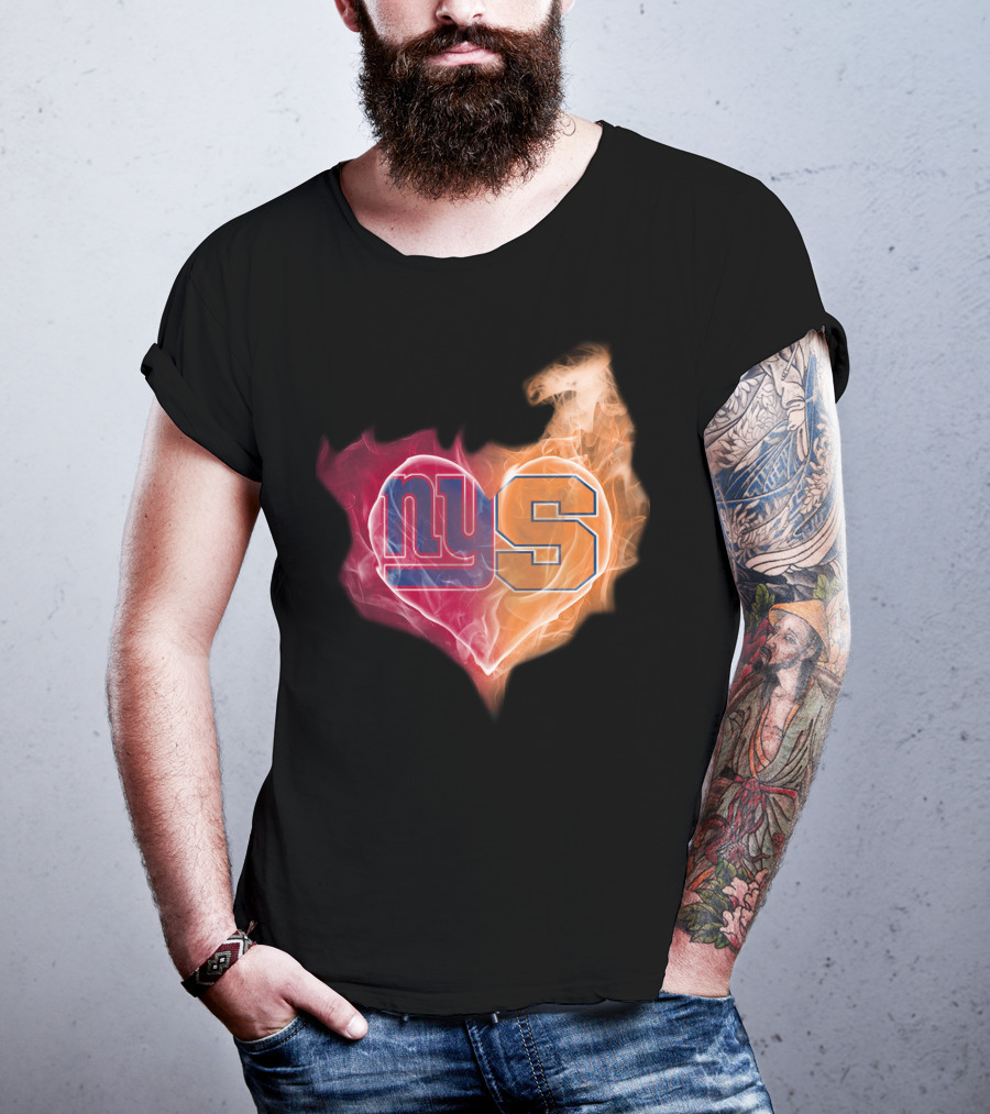 New York Giants Syracuse Orange Ny Heart Flame T-Shirt