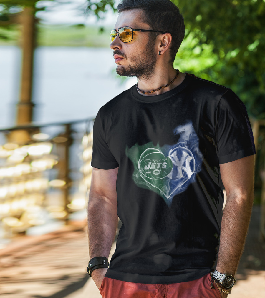 Jets Yankees Heart Smoke T-Shirt